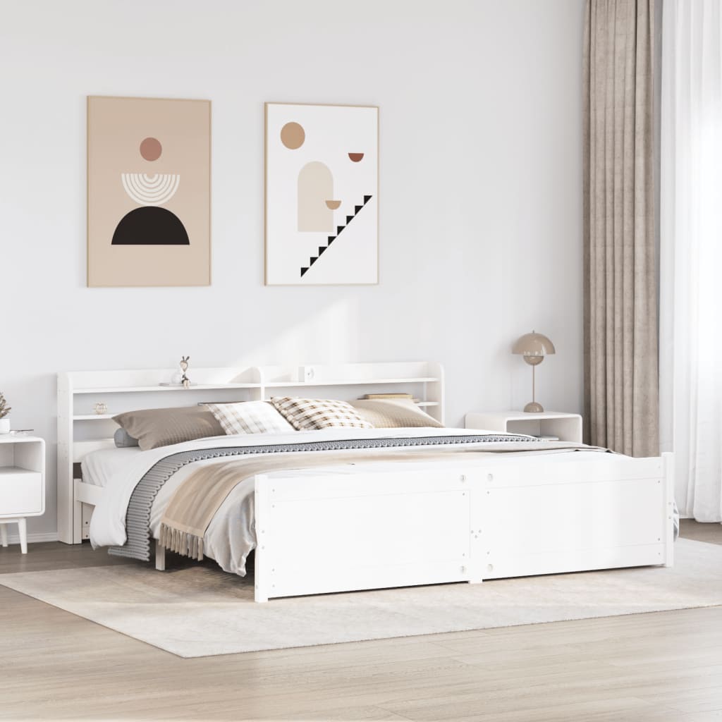 Bedframe met hoofdeinde zonder matras 180x200 cm wit is nu te koop bij PeponiXL, paradijselijk wonen!