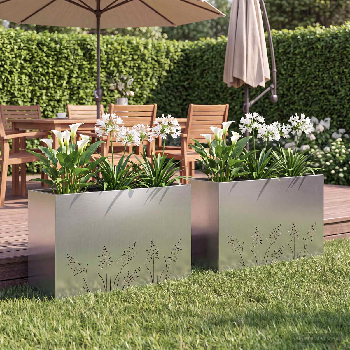 Plantenbak 2 st zilver 80 x 30 x 49 cm Gegalvaniseerd staal is nu te koop bij PeponiXL, paradijselijk wonen!