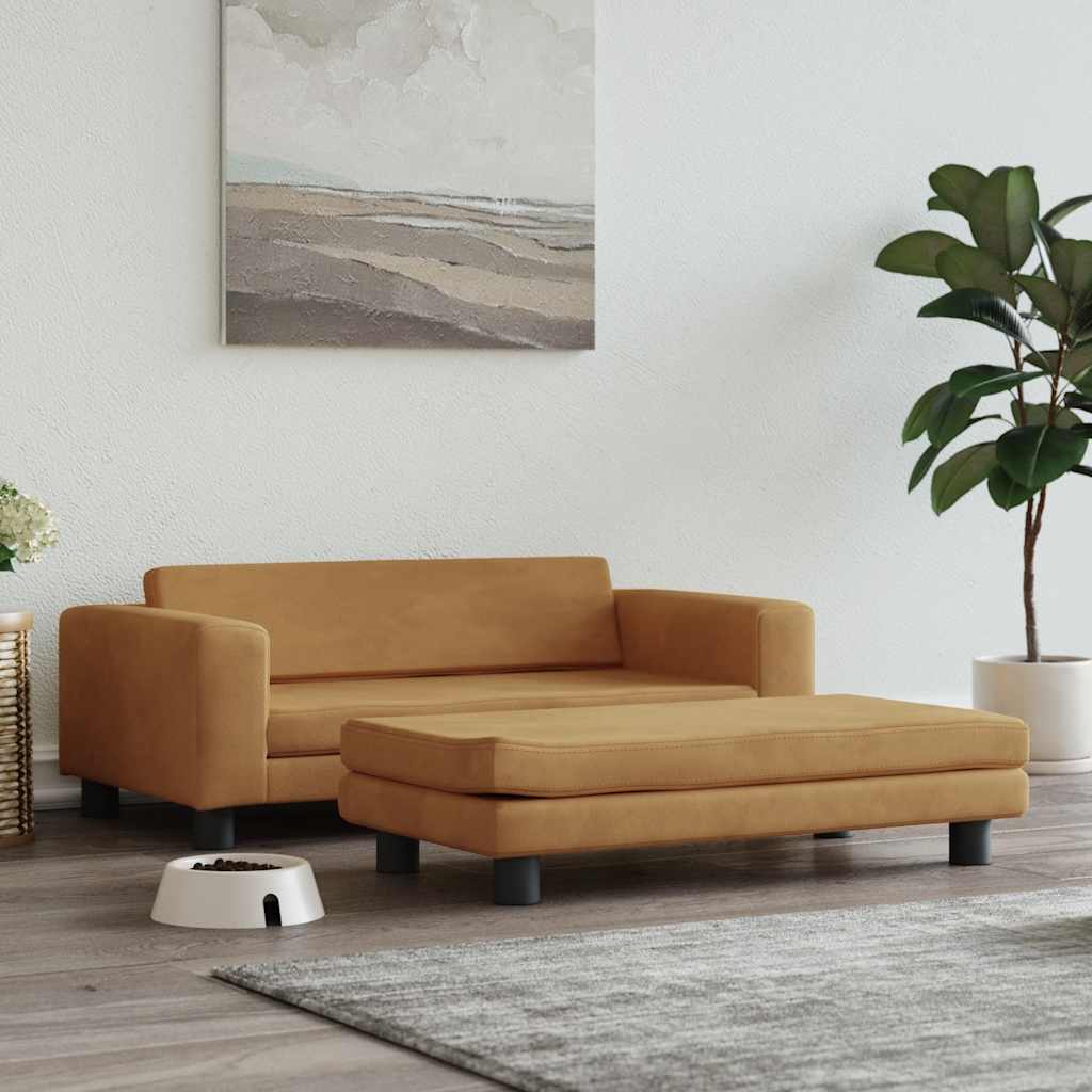 Hondenmand met verlengstuk 100x50x30 cm fluweel bruin is nu te koop bij PeponiXL, paradijselijk wonen!
