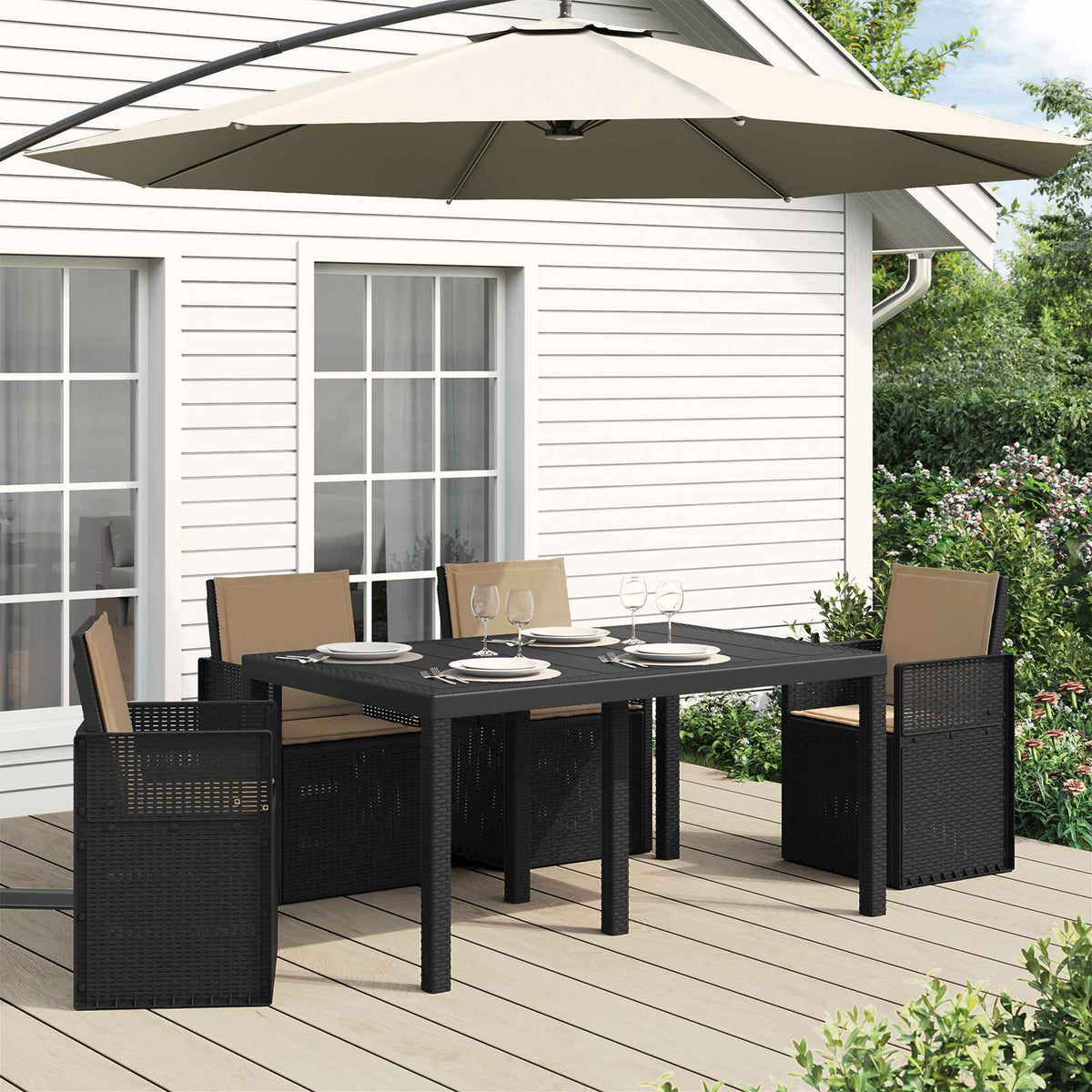 Zit- en Rugkussens 4 pcs Taupe 47 x 45 x 2 cm Polyester is nu te koop bij PeponiXL, paradijselijk wonen!