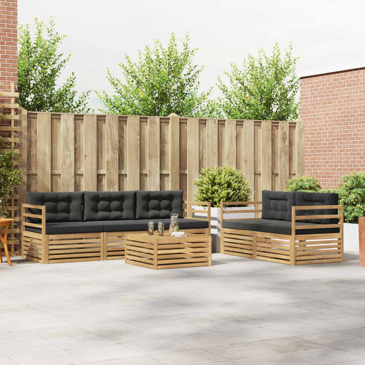 Buiten bankenset 6 pcs Wit en antracietkleurig is nu te koop bij PeponiXL, paradijselijk wonen!