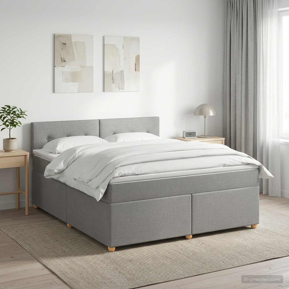 Boxspringbed met matras Lichtgrijs 160 x 200 cm Stof is nu te koop bij PeponiXL, paradijselijk wonen!