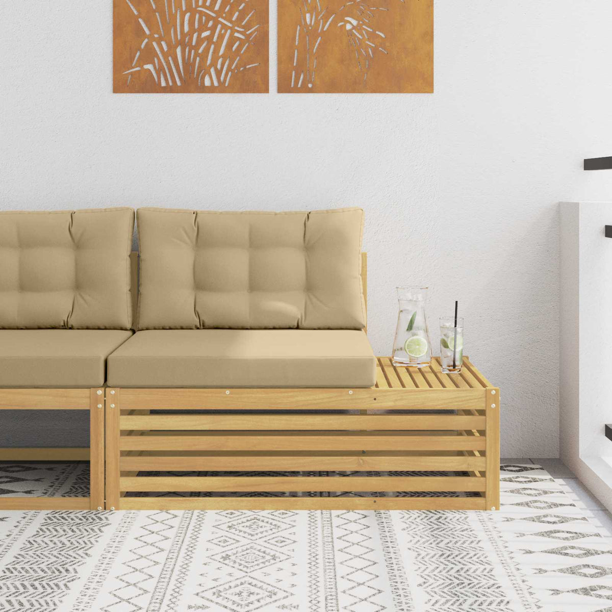Buiten Eind Sofa Wit 115 x 83 x 73 cm Massief Acaciahout is nu te koop bij PeponiXL, paradijselijk wonen!