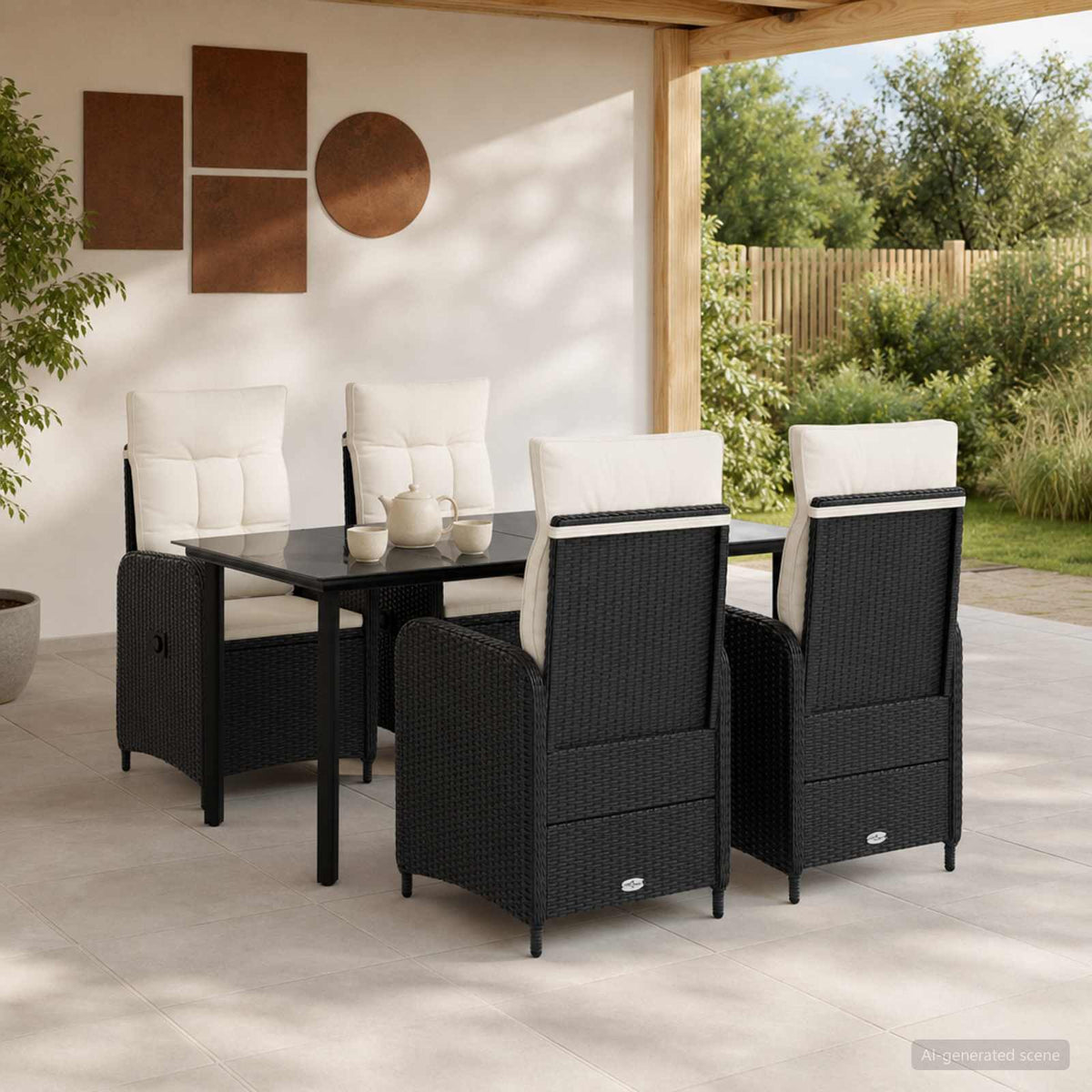 Bank tafel set 5 pcs PE Rattan en Poeder-Coated Staal is nu te koop bij PeponiXL, paradijselijk wonen!
