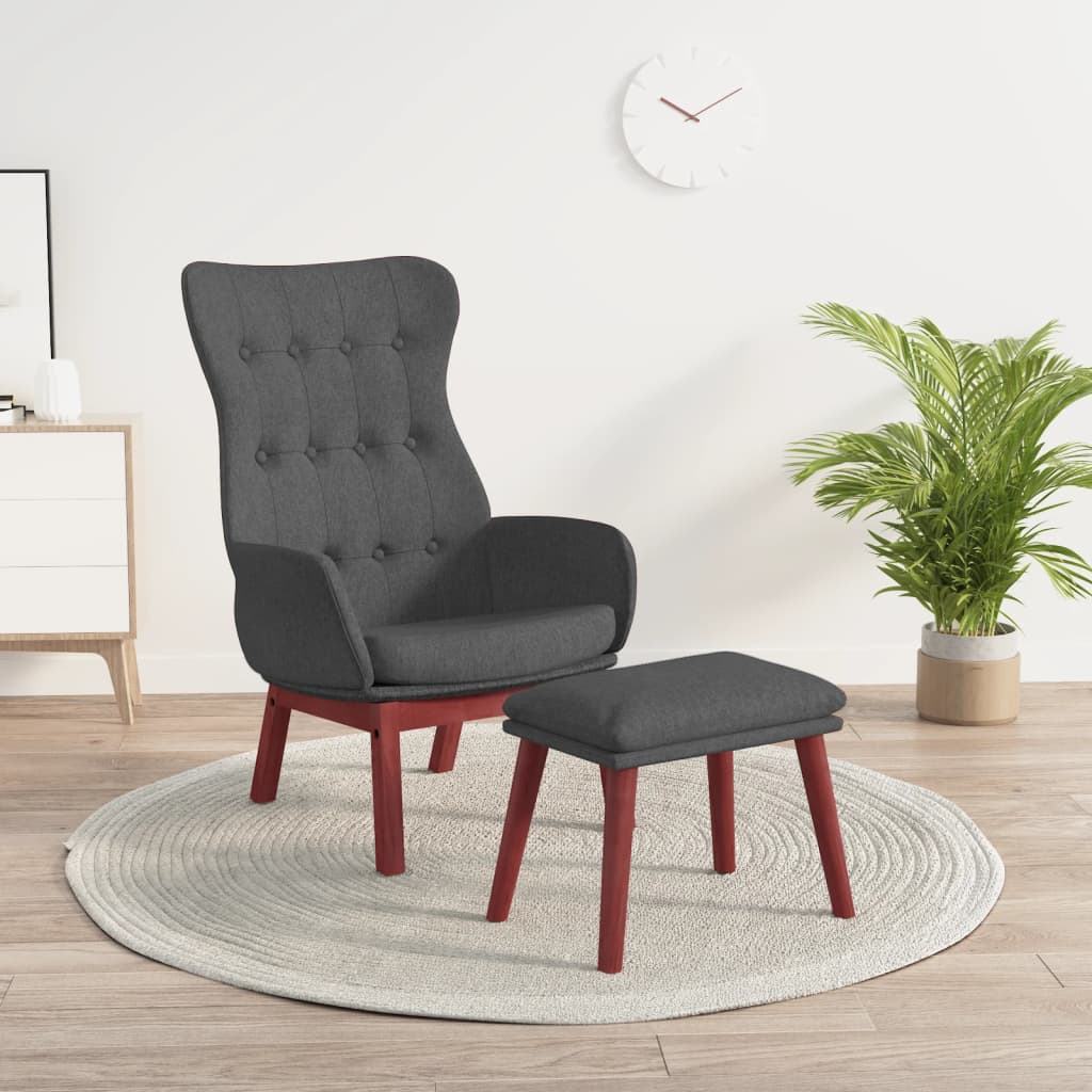 Relaxstoel met voetenbank stof donkergrijs is nu te koop bij PeponiXL, paradijselijk wonen!