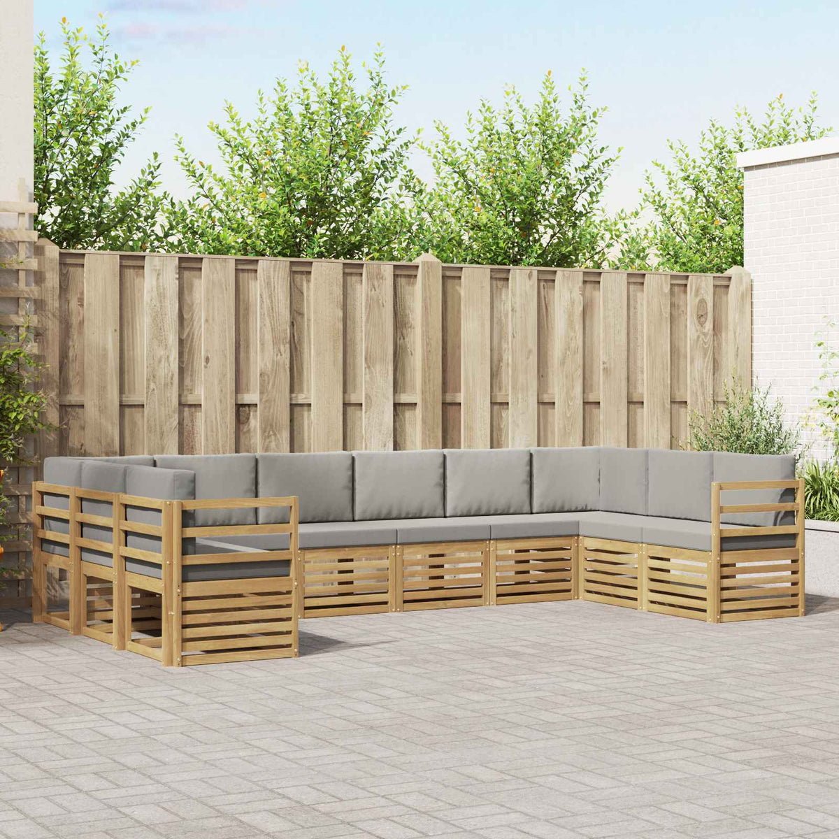 Hoekbank Set 10 pcs Wit en Lichtgrijs 363 x 185,5 x 73 cm is nu te koop bij PeponiXL, paradijselijk wonen!