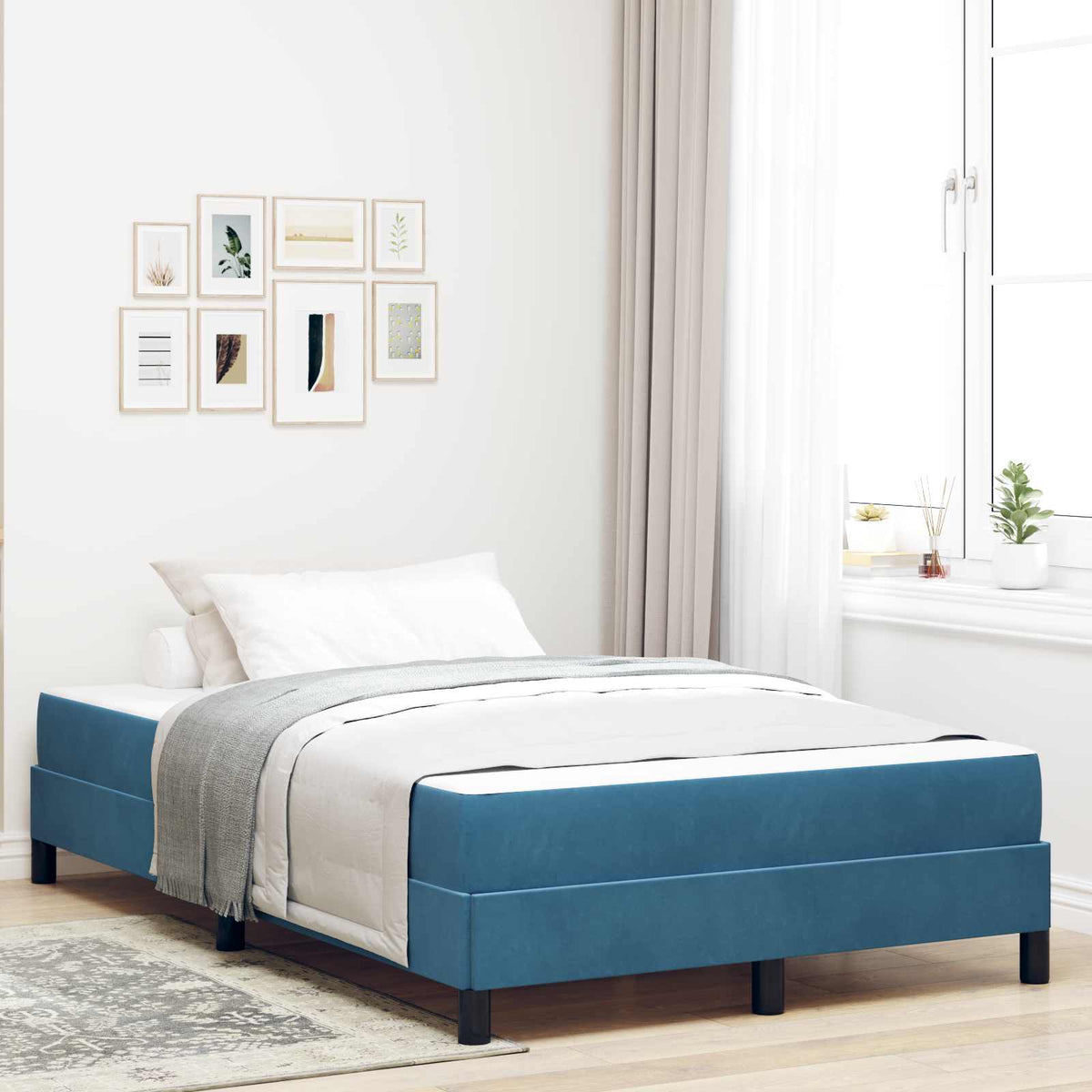 Boxspringbed met matras Donkerblauw 120 x 190 cm Stof is nu te koop bij PeponiXL, paradijselijk wonen!