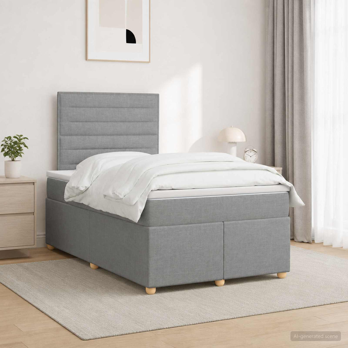 Boxspringbed met matras Lichtgrijs 120 x 200 cm Stof is nu te koop bij PeponiXL, paradijselijk wonen!