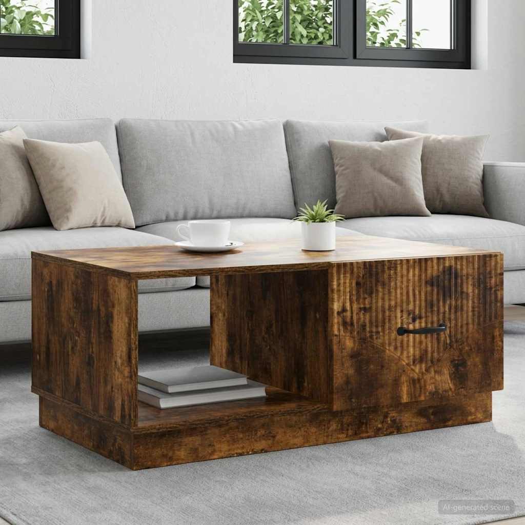 Salontafel Gerookt eiken 90 x 50 x 37 cm Bewerkt hout is nu te koop bij PeponiXL, paradijselijk wonen!