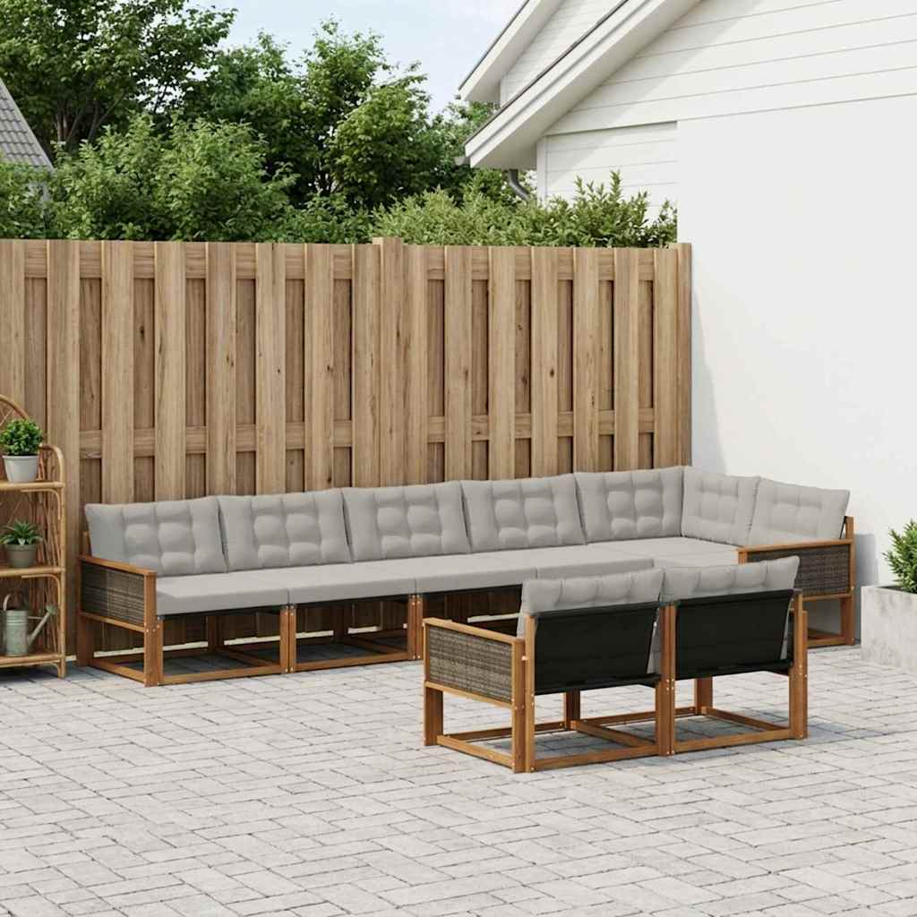 Buiten bankenset met kussen 8 pcs Naturel en lichtgrijs is nu te koop bij PeponiXL, paradijselijk wonen!