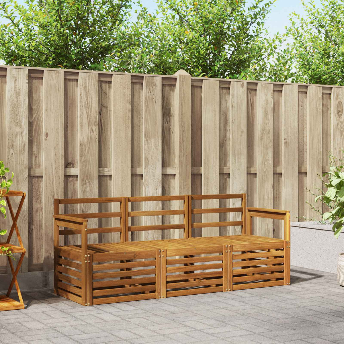 Sofa-Sets 3 pcs Naturel Massief Acaciahout is nu te koop bij PeponiXL, paradijselijk wonen!