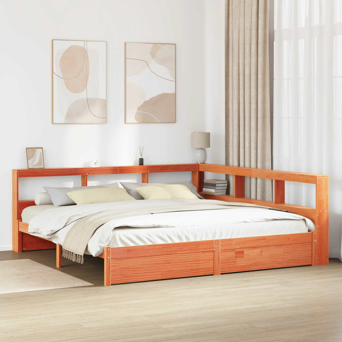 Boekenkast Bed 2 pcs Wasbruin 200 x 200 cm Massief Vurenhout is nu te koop bij PeponiXL, paradijselijk wonen!