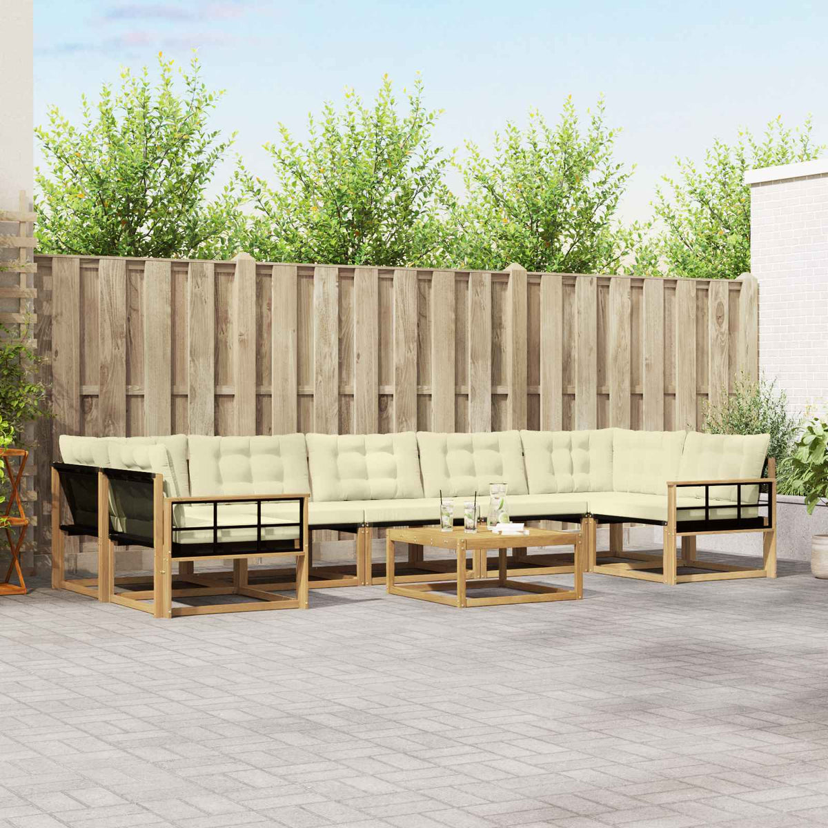 Buiten bankenset 8 pcs Wit en crèmekleurig 79 x 79 x 37 cm is nu te koop bij PeponiXL, paradijselijk wonen!