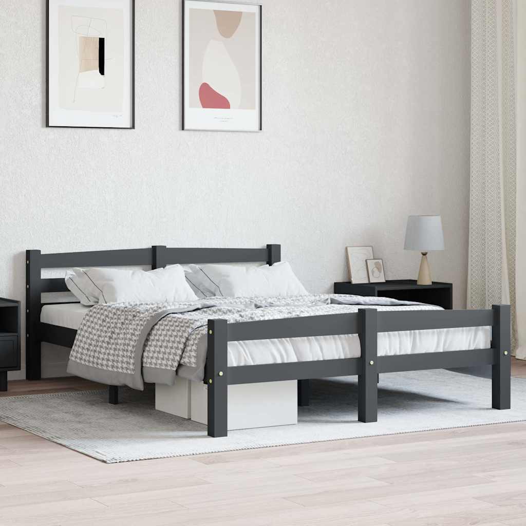 Bedframe massief grenenhout donkergrijs 120x200 cm is nu te koop bij PeponiXL, paradijselijk wonen!