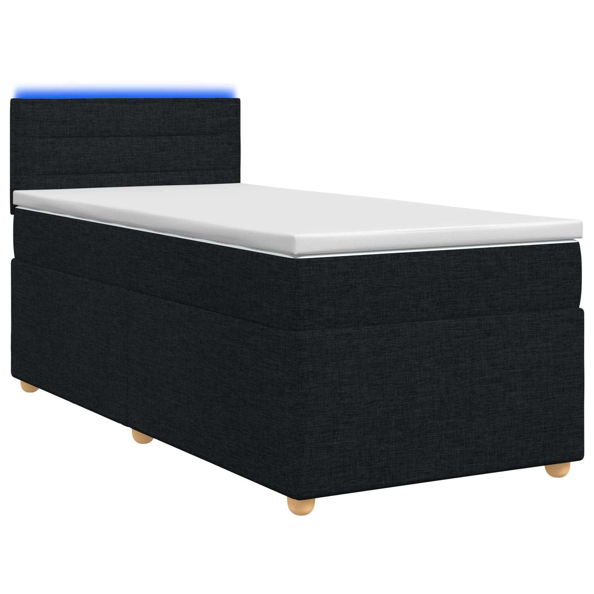 Boxspringbed met matras met hoofdeinde Zwart 80 x 200 cm Stof is nu te koop bij PeponiXL, paradijselijk wonen!