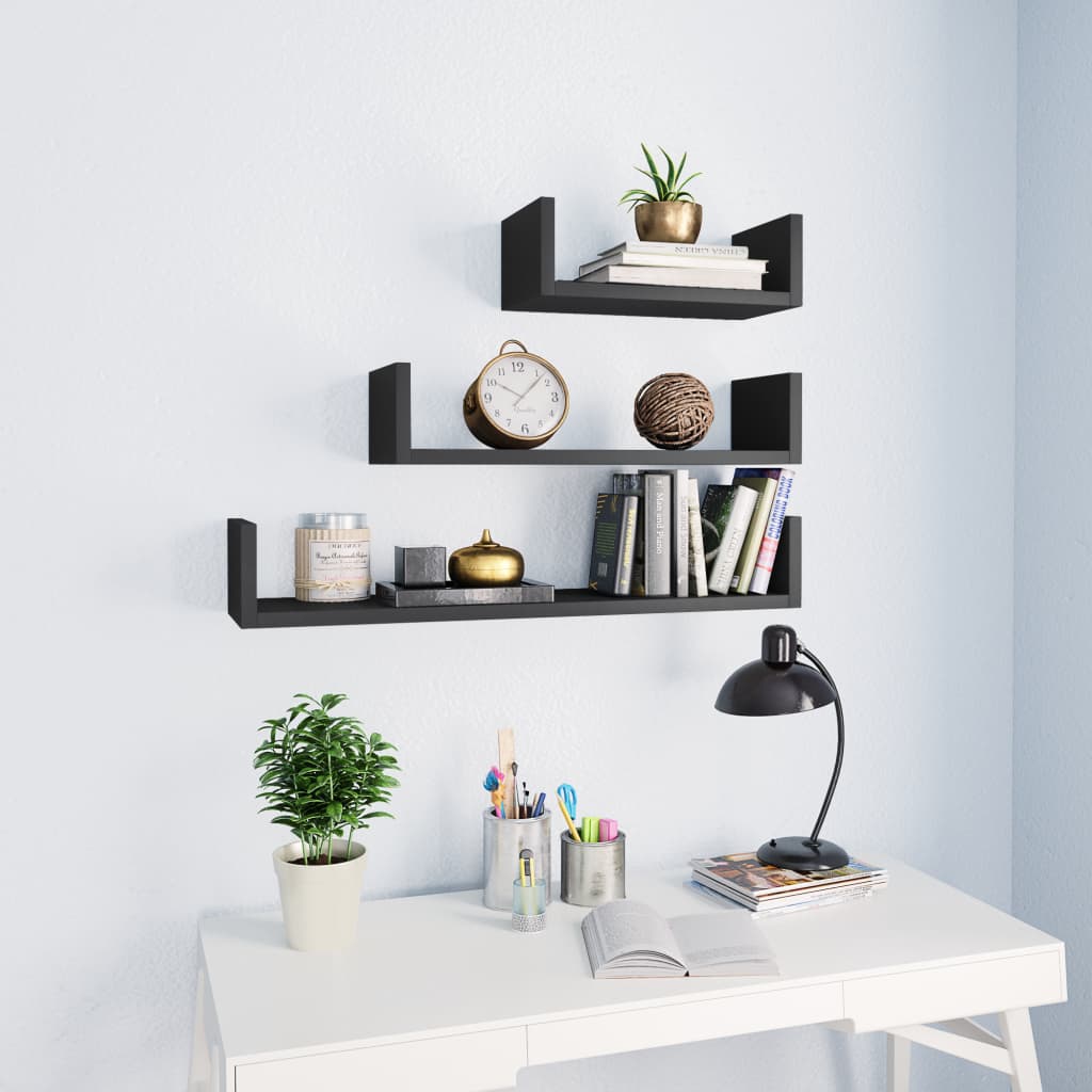 Wandschappen 3 st bewerkt hout grijs is nu te koop bij PeponiXL, paradijselijk wonen!