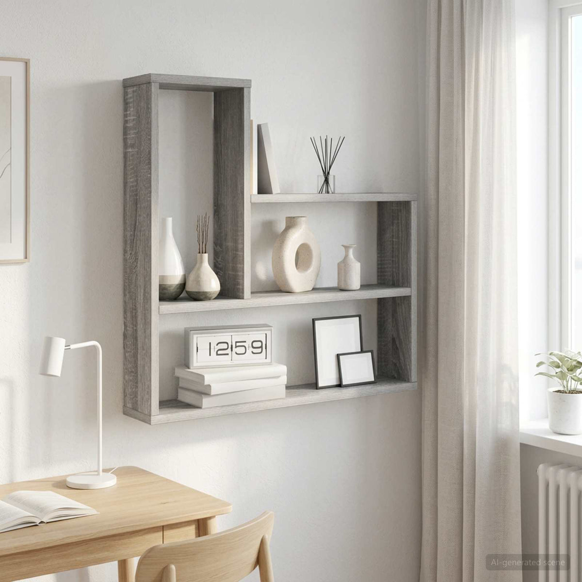Wandplank Grijs Sonoma 60 x 11 x 60 cm Bewerkt hout is nu te koop bij PeponiXL, paradijselijk wonen!