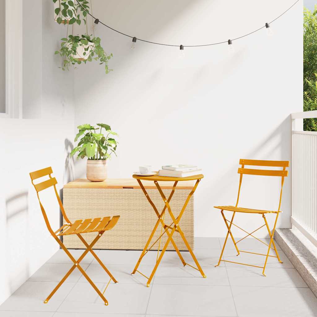Vouw Bistro Set 3 pcs Mosterdgeel Staal is nu te koop bij PeponiXL, paradijselijk wonen!