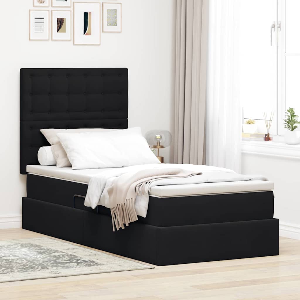 Opslag bed met matras met matras Zwart 90 x 190 cm Fluweel is nu te koop bij PeponiXL, paradijselijk wonen!