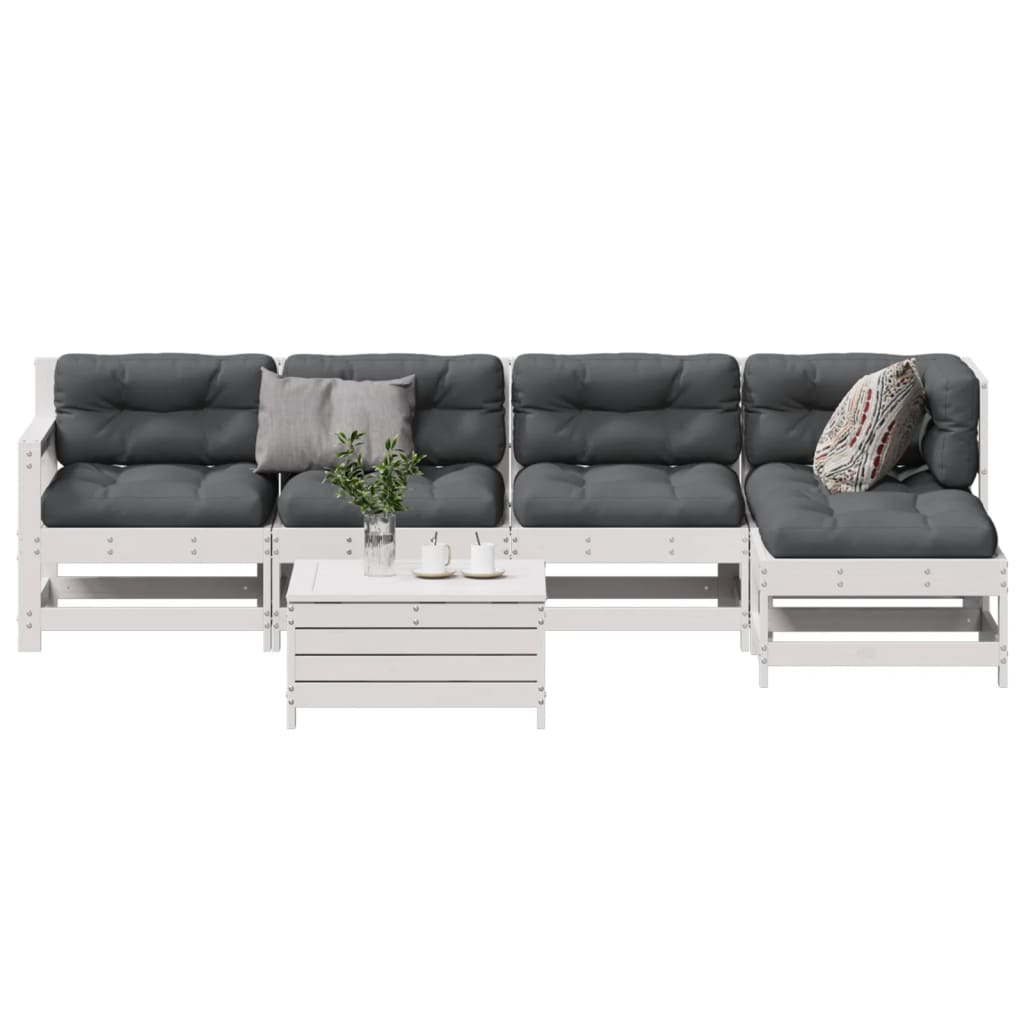 6-delige Loungeset met kussens massief grenenhout wit is nu te koop bij PeponiXL, paradijselijk wonen!