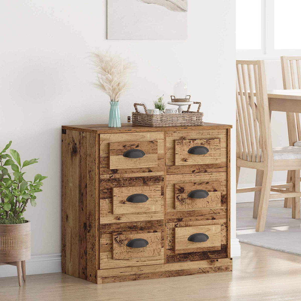 Dressoir met lade Oud Hout 70 x 35,5 x 67,5 cm Bewerkt hout is nu te koop bij PeponiXL, paradijselijk wonen!