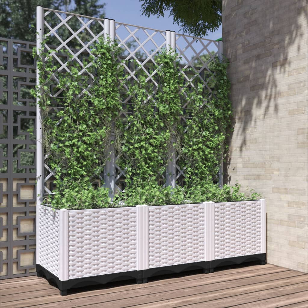 Plantenbak met latwerk 120x40x136 cm polypropeen wit is nu te koop bij PeponiXL, paradijselijk wonen!