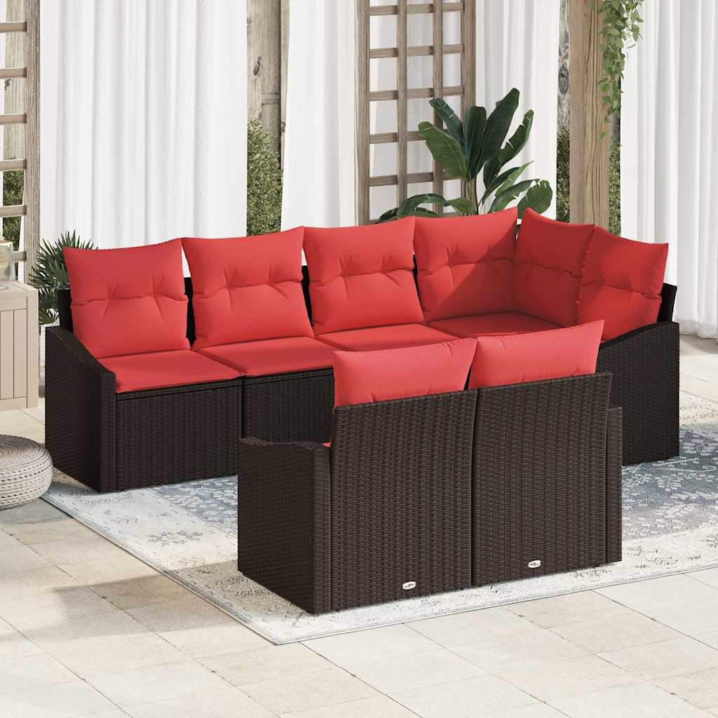 Bankstel 7 st Bruin poly rattan is nu te koop bij PeponiXL, paradijselijk wonen!