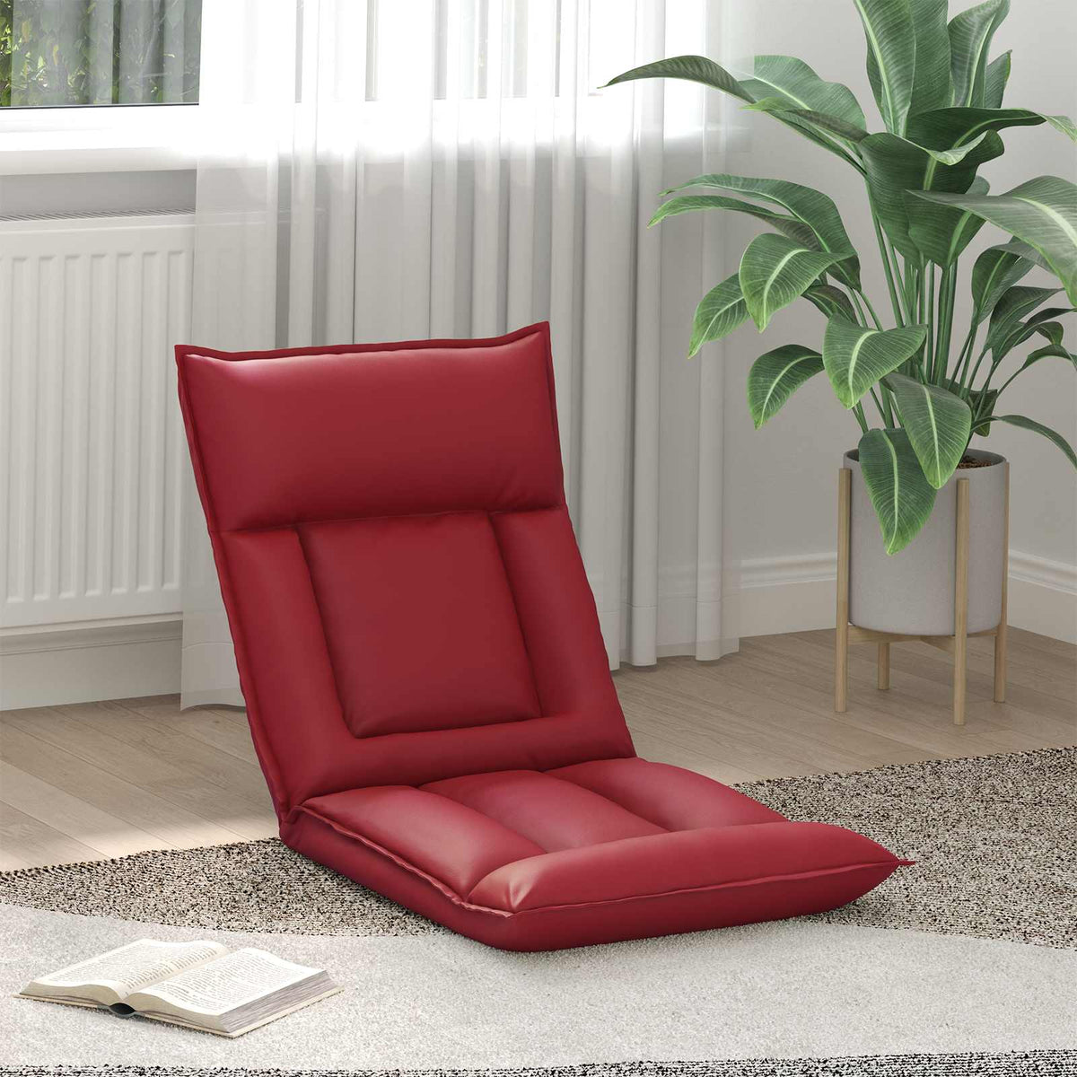 Vloerstoel Wijnrood 55 x 61 x 70 cm Nep Leer is nu te koop bij PeponiXL, paradijselijk wonen!