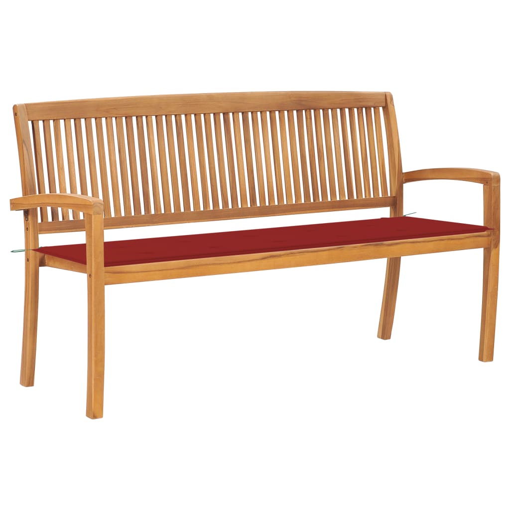 Tuinbank stapelbaar met kussen 159 cm massief teakhout is nu te koop bij PeponiXL, paradijselijk wonen!