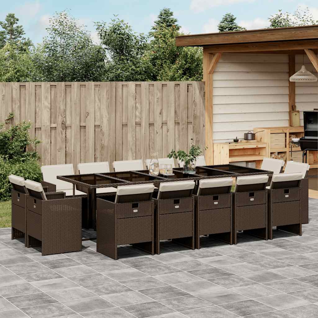 15-delige Tuinset met kussens poly rattan bruin is nu te koop bij PeponiXL, paradijselijk wonen!