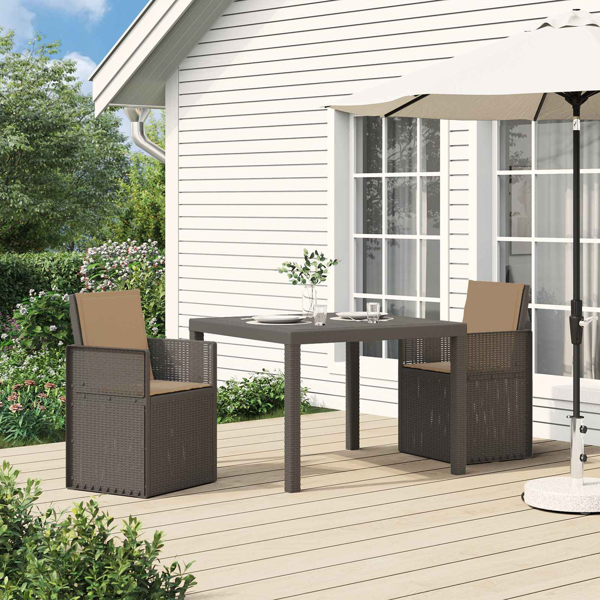 Tuin Eetstoelen 2 pcs Lichtgrijs en Taupe PP is nu te koop bij PeponiXL, paradijselijk wonen!