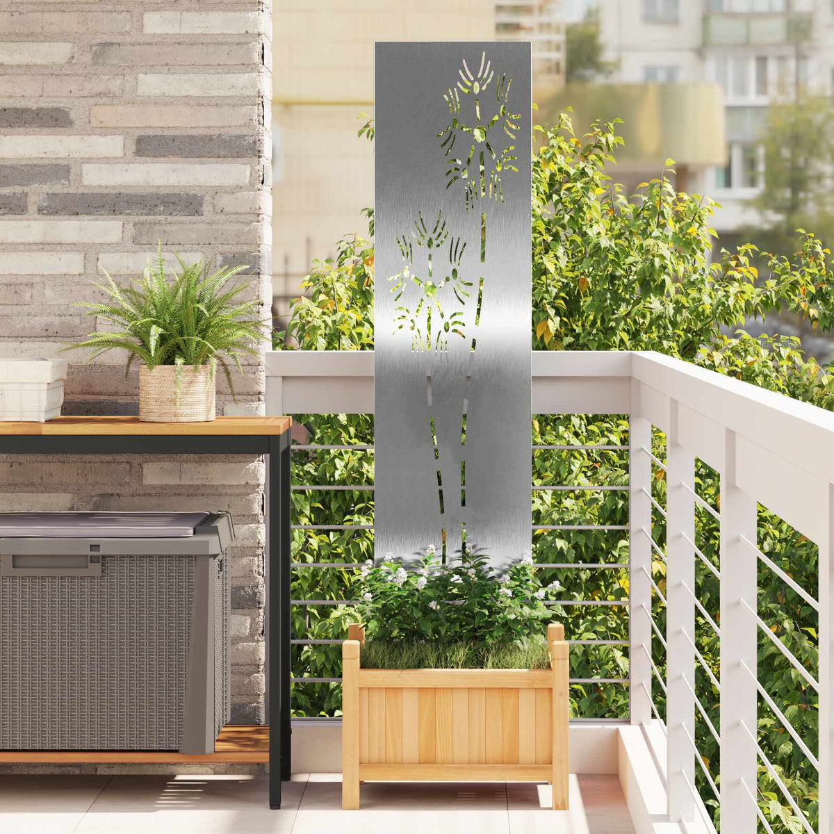 Tuin Privacy Screen Fretwerk Zilver 32 x 140 cm Roestvrij staal is nu te koop bij PeponiXL, paradijselijk wonen!