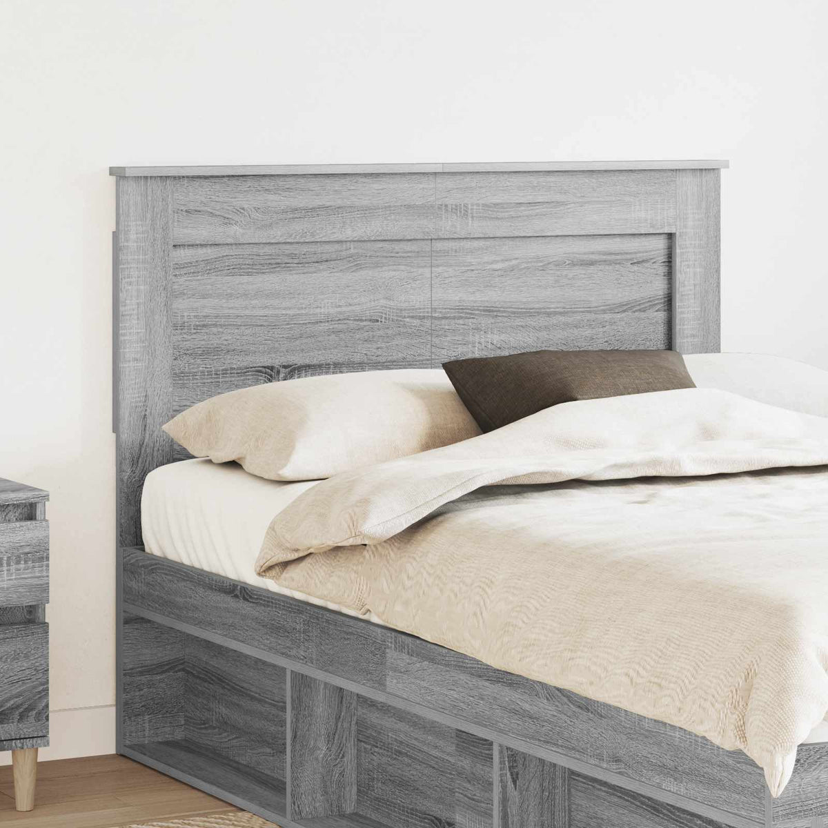 Hoofdbord met hoofdeinde Grijs Sonoma 135 cm Bewerkt hout is nu te koop bij PeponiXL, paradijselijk wonen!