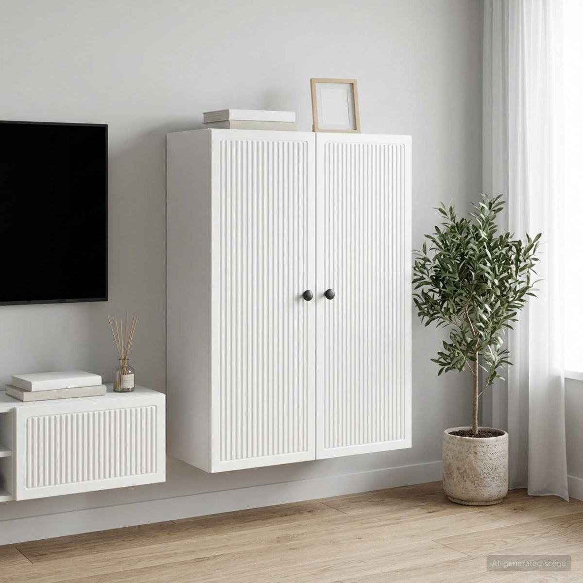 Wandkast Hoogglans Wit 66 x 34,5 x 90 cm Bewerkt hout is nu te koop bij PeponiXL, paradijselijk wonen!