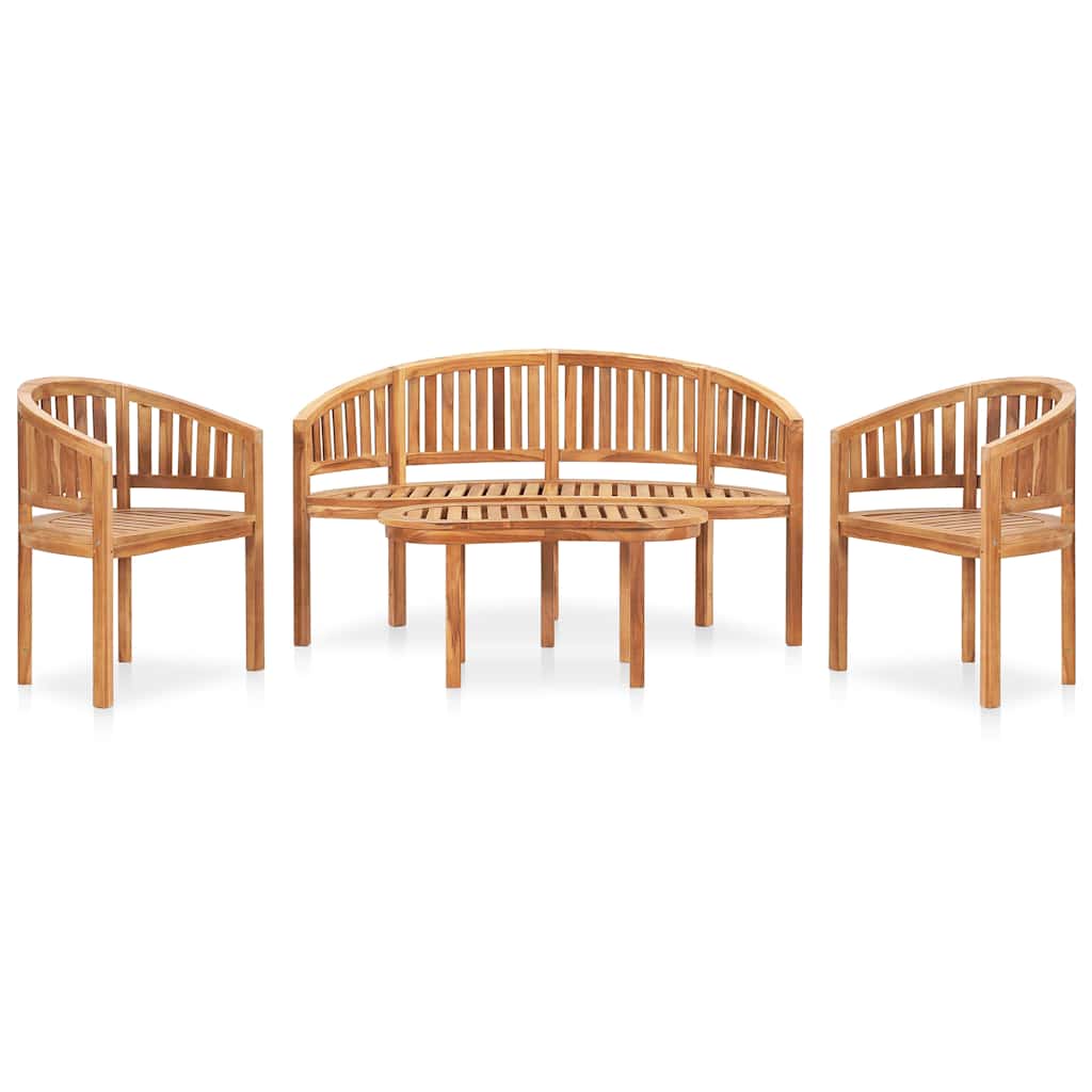 4-delige Loungeset banaanvormig massief teakhout is nu te koop bij PeponiXL, paradijselijk wonen!