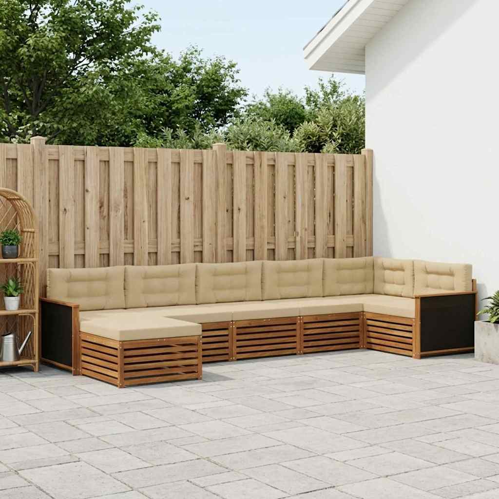 Buiten bankenset met kussen 7 pcs Natuurlijk en Beige is nu te koop bij PeponiXL, paradijselijk wonen!