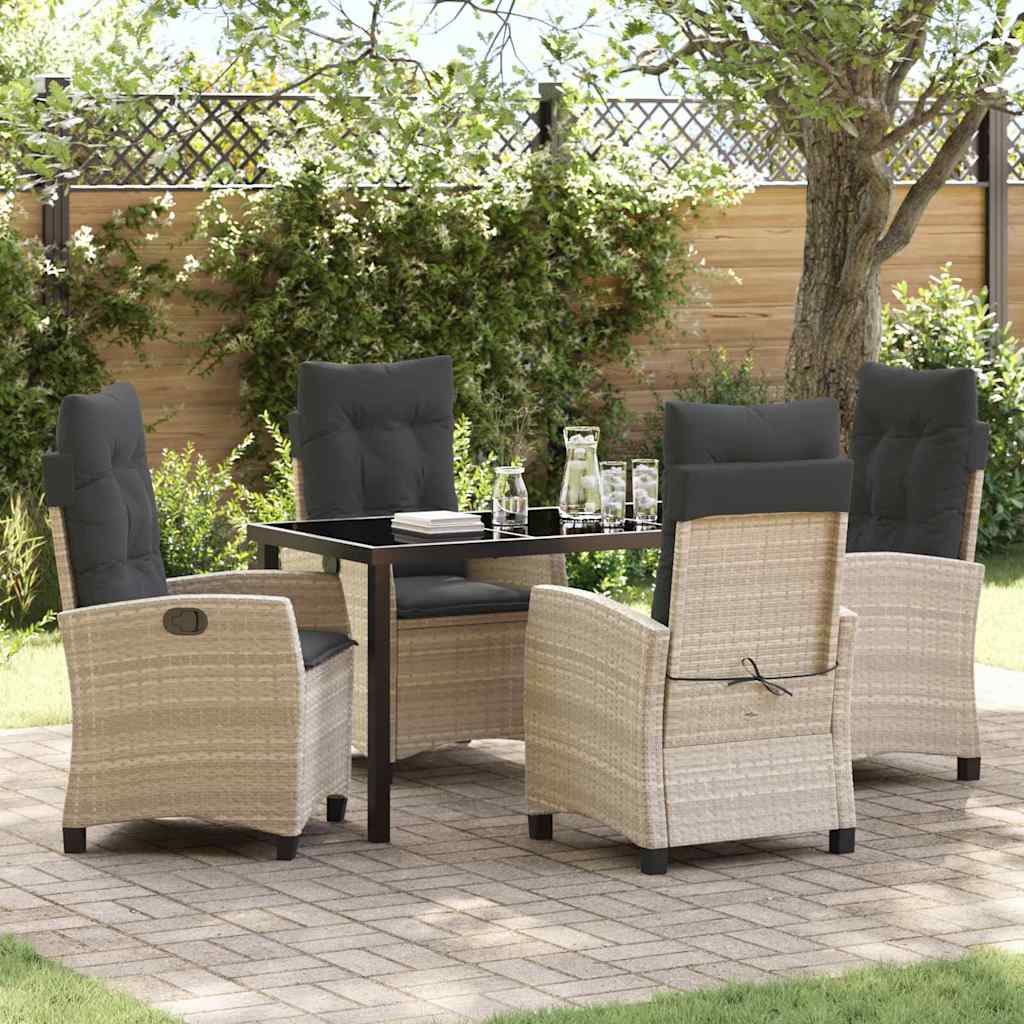 Tuin eettafelset met kussen 5 pcs Lichtgrijs poly rattan is nu te koop bij PeponiXL, paradijselijk wonen!