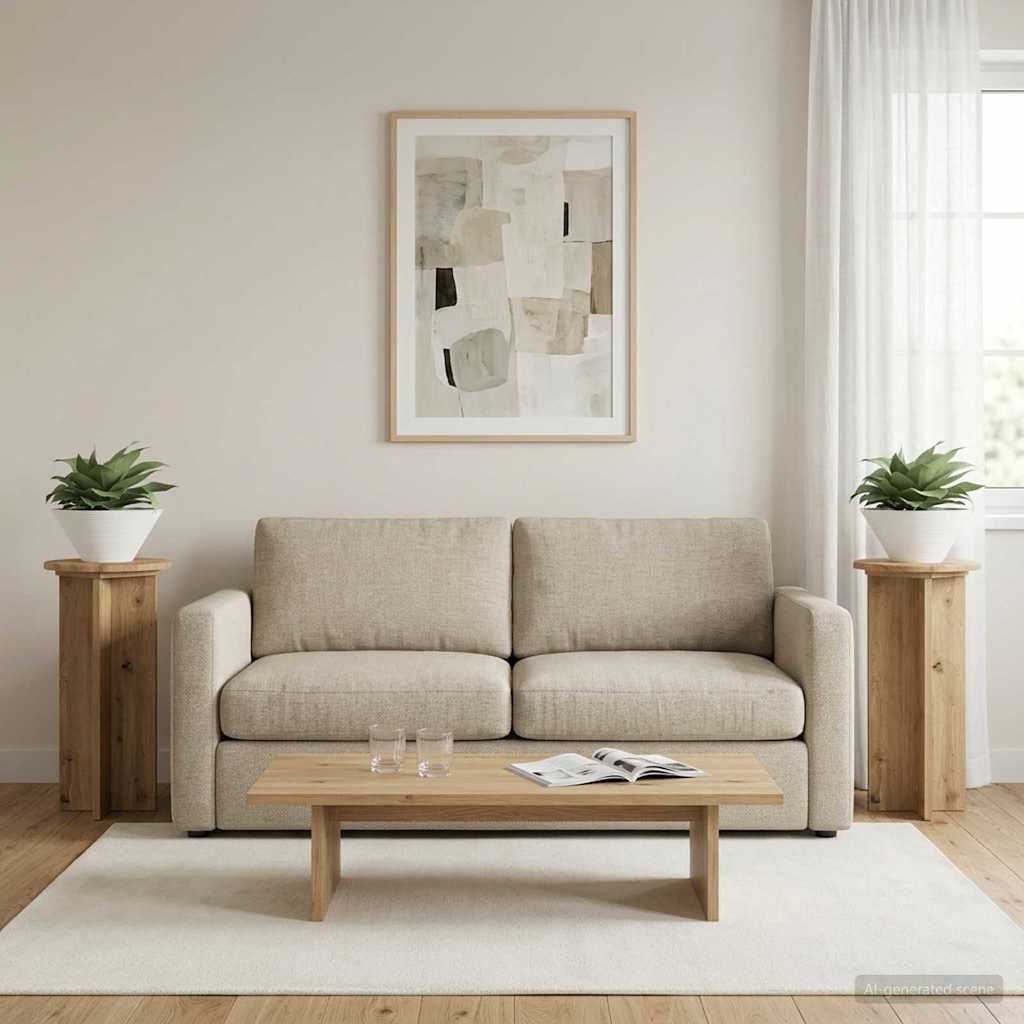 Plantenstandaard 2 pcs Artisanaal eiken 29,5 x 29,5 x 60 cm is nu te koop bij PeponiXL, paradijselijk wonen!