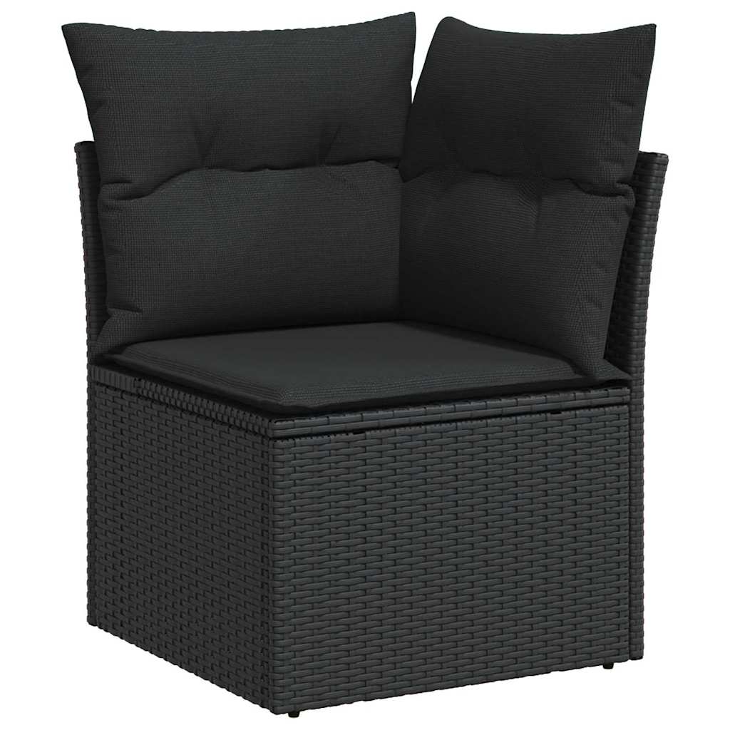 Tuinbankenset met kussen met opslag 9 pcs Zwart Poly riet is nu te koop bij PeponiXL, paradijselijk wonen!