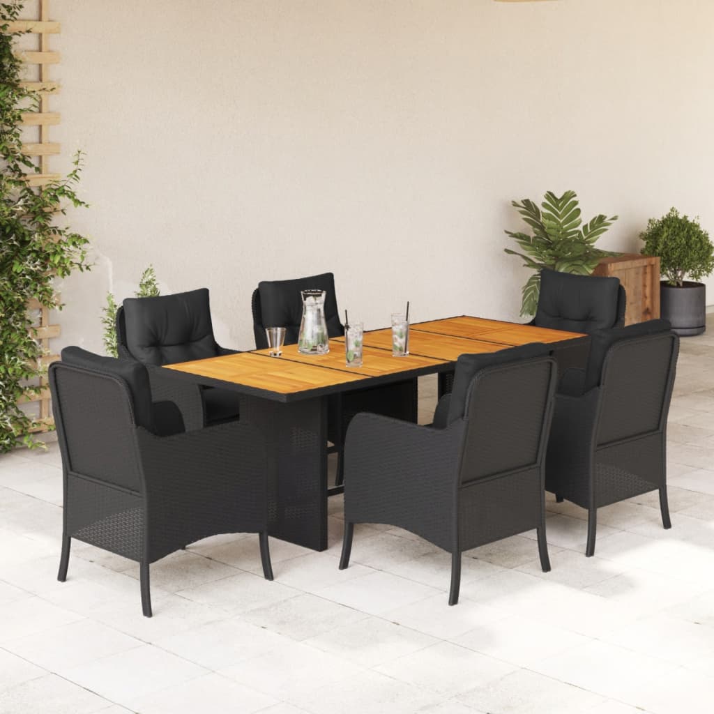 7-delige Tuinset met kussens poly rattan zwart is nu te koop bij PeponiXL, paradijselijk wonen!