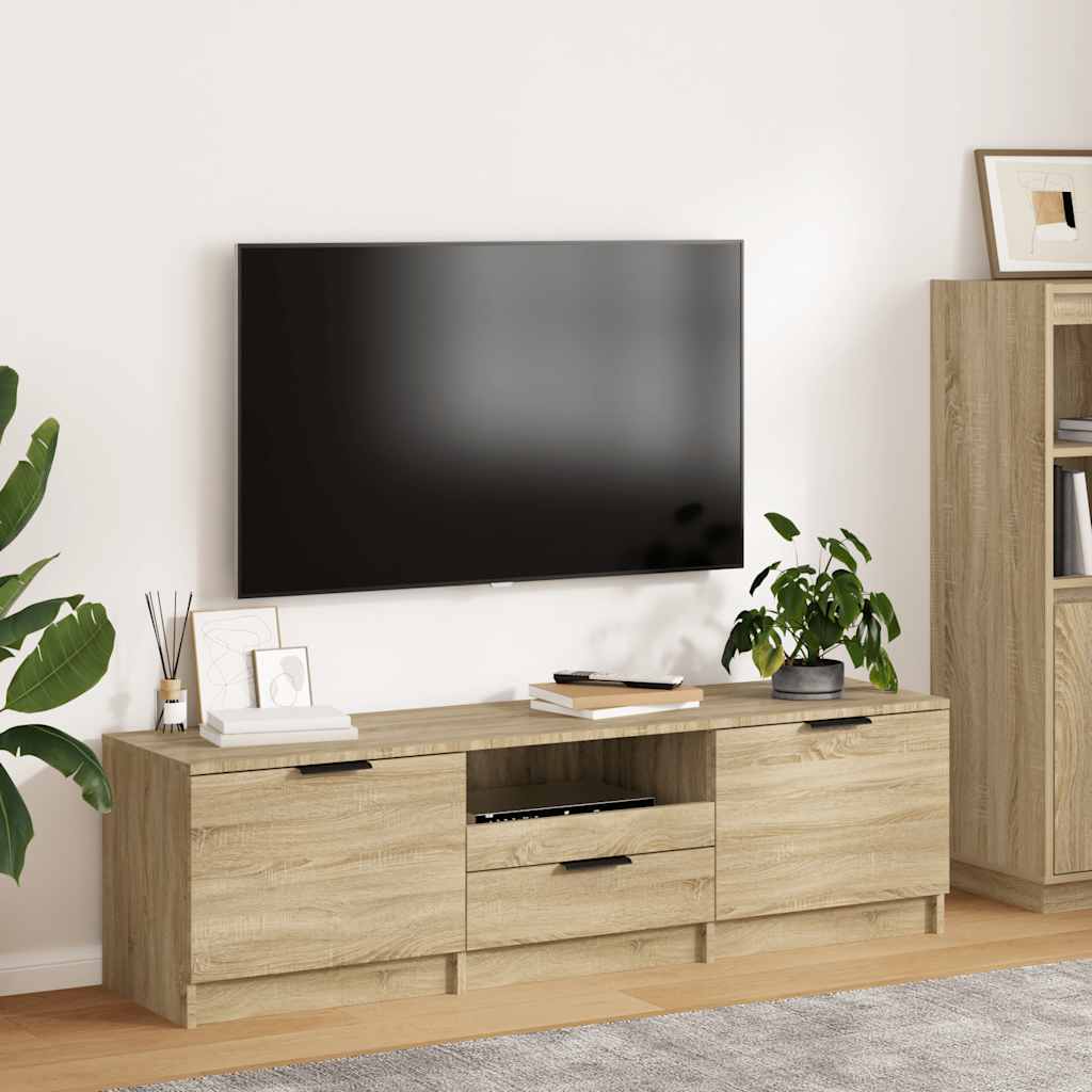 Tv-meubel Sonoma eiken 140x35x40 cm bewerkt hout is nu te koop bij PeponiXL, paradijselijk wonen!