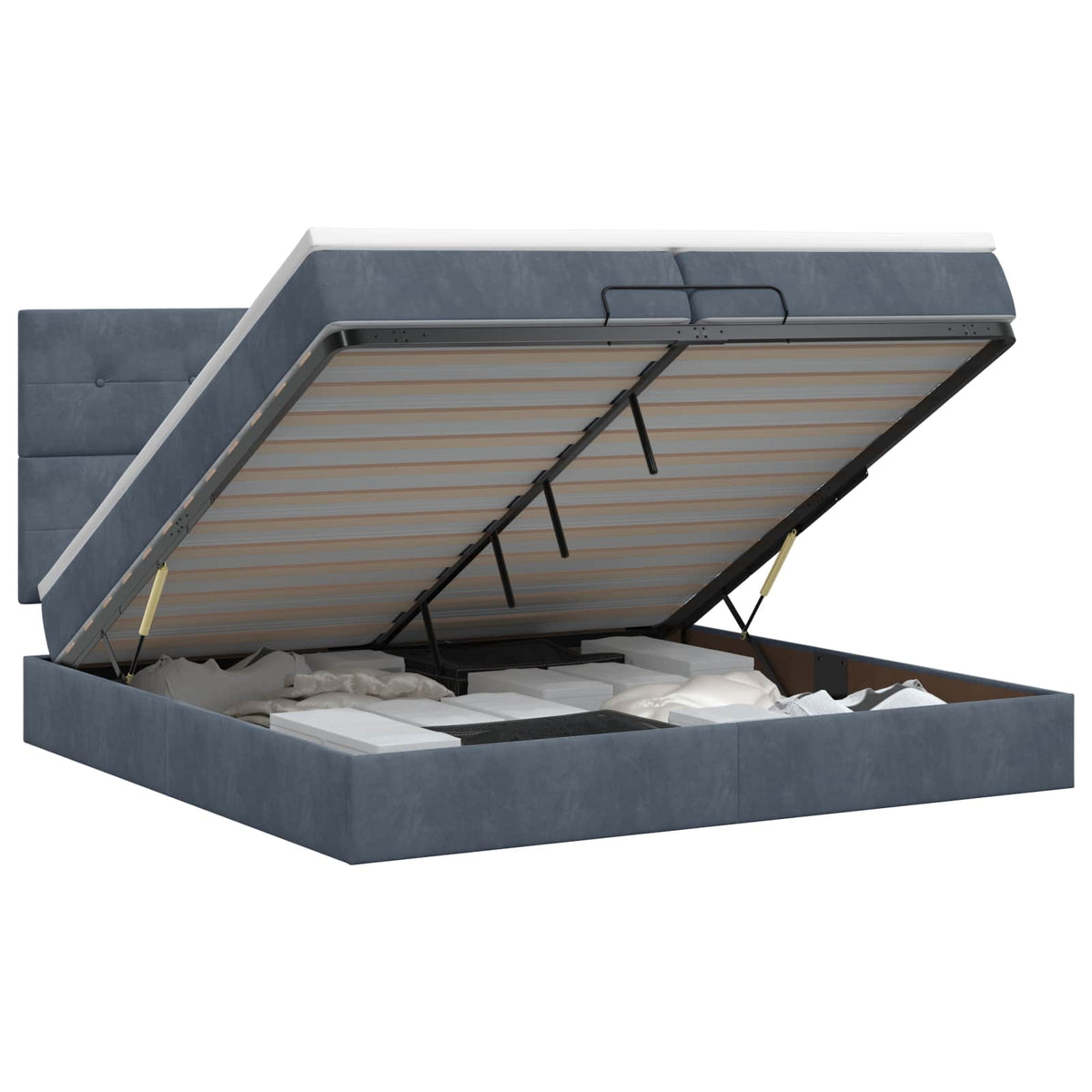 Ottoman bed met matras Donkergrijs 200 x 200 cm Fluweel is nu te koop bij PeponiXL, paradijselijk wonen!