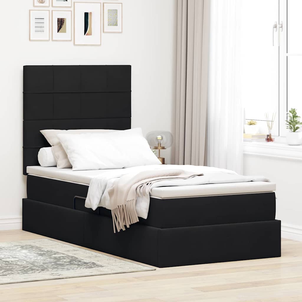 Opslag bed met matras met matras Zwart 100 x 200 cm Fluweel is nu te koop bij PeponiXL, paradijselijk wonen!