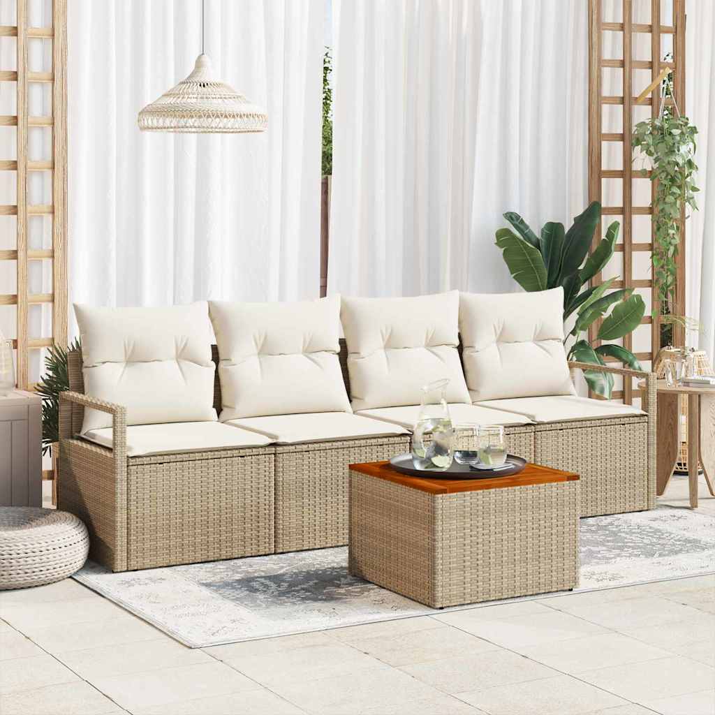 Tuinbankenset 5 st Beige en Crème poly rattan is nu te koop bij PeponiXL, paradijselijk wonen!