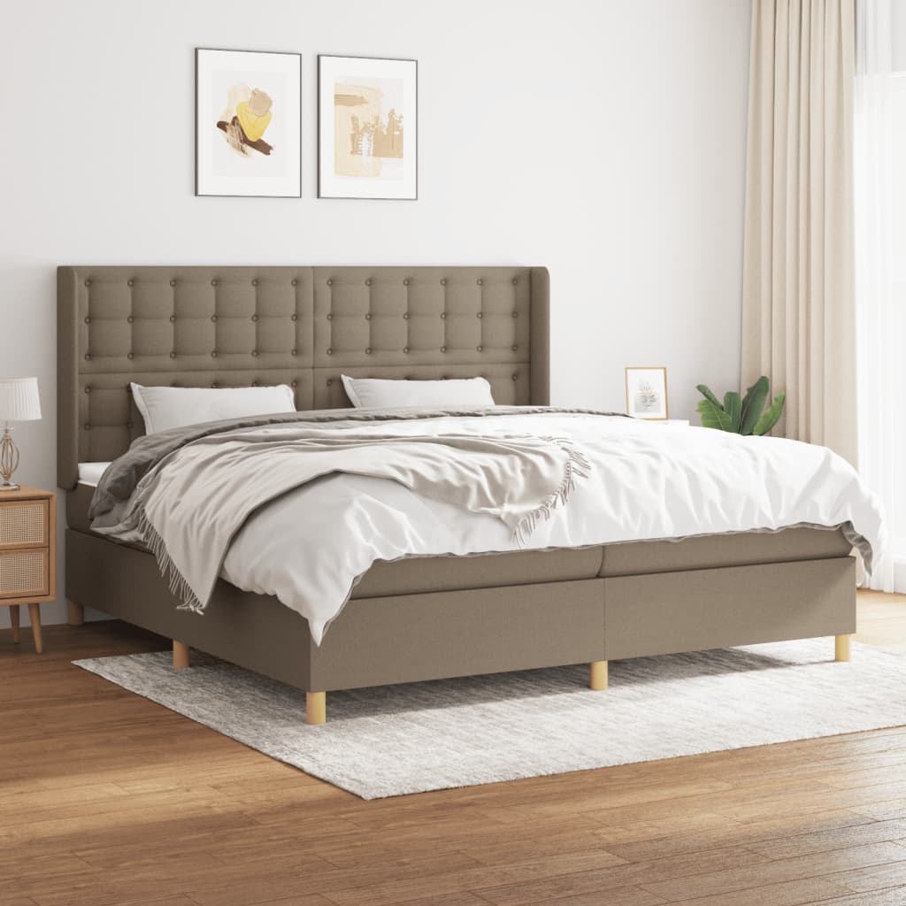 Boxspring met matras stof taupe 200x200 cm is nu te koop bij PeponiXL, paradijselijk wonen!