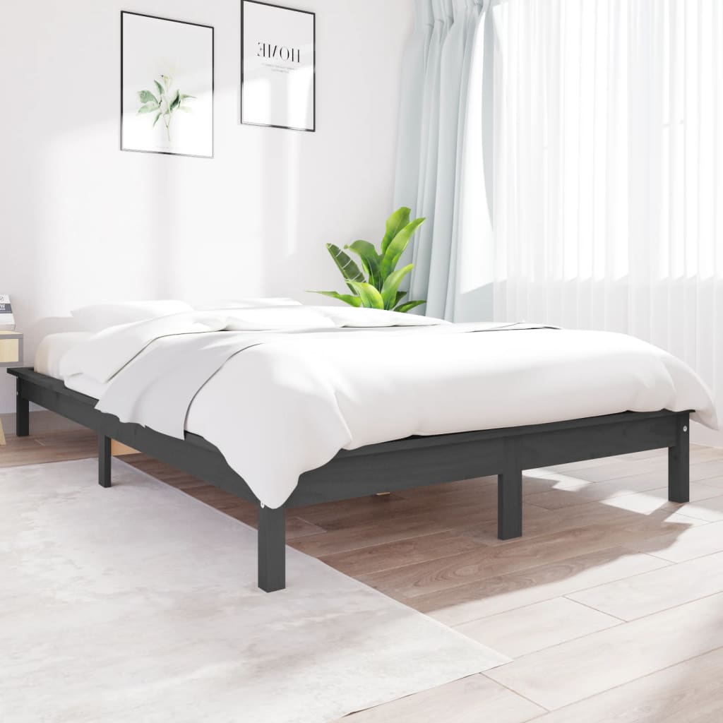 Bedframe massief grenenhout grijs 140x190 cm is nu te koop bij PeponiXL, paradijselijk wonen!