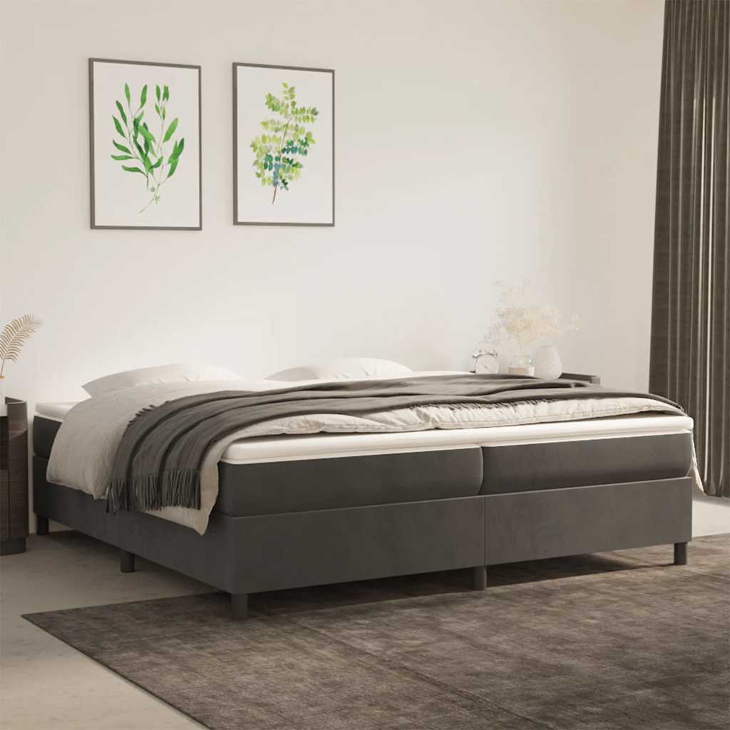 Boxspring met matras fluweel donkergrijs 200x200 cm is nu te koop bij PeponiXL, paradijselijk wonen!