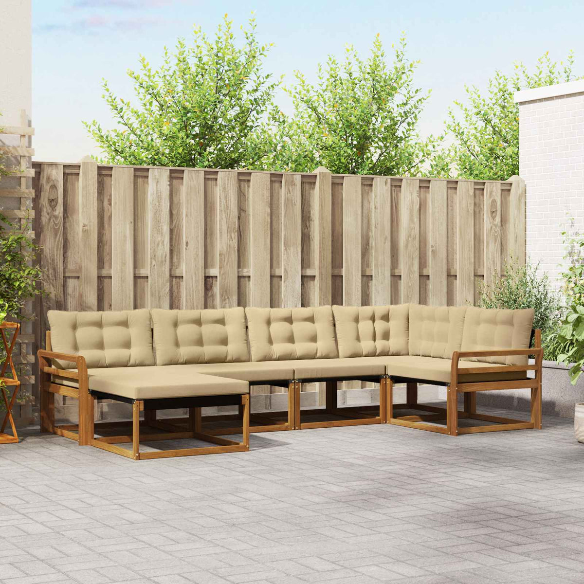 Buiten bankenset met kussen 6 pcs Natuurlijk en Beige is nu te koop bij PeponiXL, paradijselijk wonen!