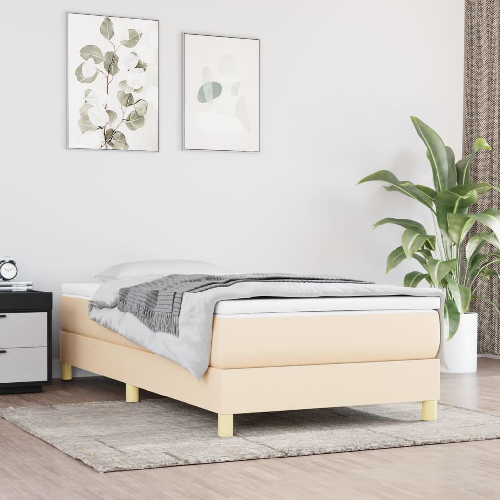 Boxspring met matras stof crèmekleurig 90x200 cm is nu te koop bij PeponiXL, paradijselijk wonen!