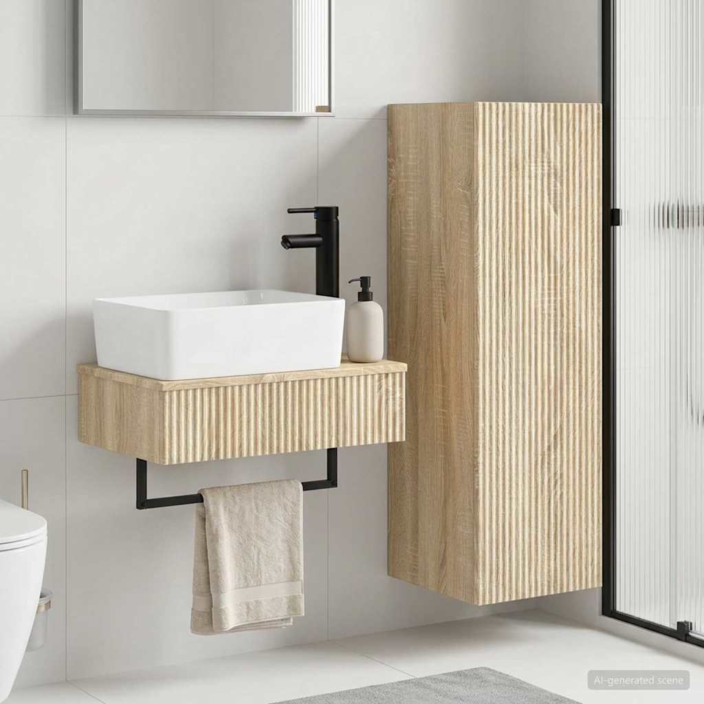 Badkamermeubelset 2 st Sonoma Eiken 33 x 34,5 x 100 cm is nu te koop bij PeponiXL, paradijselijk wonen!